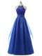 Floor Length A-line Sleeveless Blue Homecoming Dress Zipper