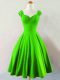 Admirable Mini Length Green Damas Dress Taffeta Sleeveless Ruching