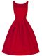Hot Sale Sleeveless Taffeta Knee Length Lace Up Vestidos de Damas in Red with Ruching