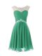 Adorable Turquoise A-line Beading Homecoming Dress Zipper Chiffon Cap Sleeves Knee Length