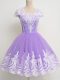 Fitting Lavender Court Dresses for Sweet 16 Prom and Party and Wedding Party with Lace Square Sleeveless Zipper