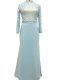 Customized Floor Length Side Zipper Mother of Bride Dresses Light Blue for Prom and Party with Lace