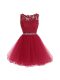 Mini Length A-line Sleeveless Burgundy Prom Gown Zipper