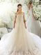 Stunning Lace Wedding Dress White Clasp Handle Half Sleeves Court Train