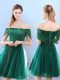 Olive Green Cap Sleeves Tulle Lace Up Quinceanera Dama Dress for Prom and Party