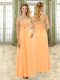 Orange Sleeveless Beading and Ruffles Floor Length Party Dresses