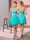 Attractive Aqua Blue Empire Beading Homecoming Dress Lace Up Chiffon Sleeveless Mini Length