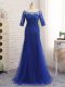 Beauteous Lace and Appliques Mother of Bride Dresses Royal Blue Zipper Half Sleeves