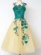 Gold Sleeveless Tulle Lace Up Bridesmaid Gown for Prom and Party and Wedding Party