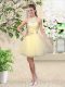 On Sale Knee Length Lace Up Quinceanera Court Dresses Light Yellow for Prom and Party with Lace and Belt