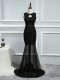 Fashionable Brush Train Mermaid Evening Outfits Black Scoop Tulle Sleeveless Backless