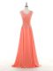 Scoop Sleeveless Chiffon Evening Dresses Lace and Appliques Zipper
