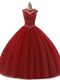 Suitable Burgundy Lace Up 15th Birthday Dress Beading and Lace Sleeveless Floor Length