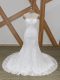 Fitting White Wedding Gown Tulle Brush Train Sleeveless Lace