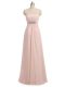 Latest Baby Pink Sleeveless Chiffon Side Zipper Vestidos de Damas for Prom and Party and Wedding Party