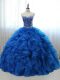 Royal Blue Sleeveless Organza and Tulle Lace Up Vestidos de Quinceanera for Sweet 16 and Quinceanera