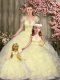 Discount Light Yellow Lace Up Sweetheart Beading and Ruffles Vestidos de Quinceanera Tulle Sleeveless