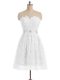 Colorful White Zipper Prom Party Dress Beading and Lace and Appliques Sleeveless Knee Length
