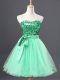 Sumptuous Apple Green Tulle Zipper Prom Party Dress Sleeveless Mini Length Sequins