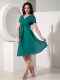 Sexy Knee Length Turquoise Mother Dresses Chiffon Short Sleeves Ruching