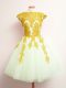 Elegant Multi-color Lace Up Bridesmaid Gown Appliques Sleeveless Mini Length