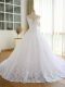 Dynamic White Sleeveless Lace and Appliques Lace Up Bridal Gown