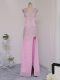 Custom Designed Lilac Chiffon Backless V-neck Short Sleeves Floor Length Homecoming Dress Beading