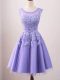 Trendy Knee Length Lace Up Vestidos de Damas Lavender for Prom and Party and Wedding Party with Lace