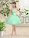 Custom Made Lace and Belt Dama Dress for Quinceanera Apple Green Lace Up Sleeveless Knee Length