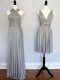 Sumptuous Sleeveless Floor Length Ruching Lace Up Court Dresses for Sweet 16 with Grey