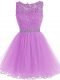 Lilac Scoop Neckline Beading and Lace and Appliques Club Wear Sleeveless Lace Up