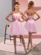 Dazzling Baby Pink Sleeveless Organza Lace Up Prom Evening Gown for Prom and Party and Sweet 16