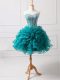 Fantastic Teal Sweetheart Lace Up Beading and Ruffles Prom Dress Sleeveless