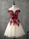 Tulle Sleeveless Knee Length Damas Dress and Appliques and Bowknot