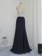 Sophisticated Black Column/Sheath Beading Prom Evening Gown Backless Chiffon Sleeveless Floor Length