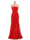 Custom Fit Red Strapless Neckline Ruching Court Dresses for Sweet 16 Sleeveless Zipper
