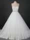 Pretty White Wedding Gowns Wedding Party with Beading and Lace Sweetheart Sleeveless Brush Train Lace Up