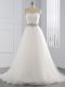 Superior Sweetheart Sleeveless Organza Wedding Gowns Beading Brush Train Lace Up