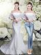 Attractive Lace Wedding Dresses White Lace Up 3 4 Length Sleeve Brush Train