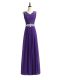 Great Chiffon V-neck Sleeveless Zipper Beading and Lace Bridesmaid Dress in Lavender