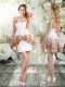Fashion Sweetheart Sleeveless Wedding Gown Mini Length Ruffles White Organza and Chiffon