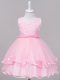 Knee Length Baby Pink Little Girls Pageant Dress Wholesale Tulle Sleeveless Lace