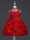 High End Organza Sleeveless Knee Length Pageant Gowns For Girls and Ruffles and Belt