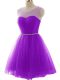Scoop Sleeveless Lace Up Prom Dresses Purple Tulle
