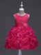 Latest Ruffles and Belt Party Dress for Girls Hot Pink Lace Up Sleeveless Knee Length