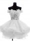 Attractive Mini Length Zipper Prom Party Dress White for Prom and Party and Sweet 16 with Beading and Lace and Ruffles
