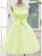 Chic Knee Length A-line Sleeveless Yellow Green Wedding Guest Dresses Lace Up