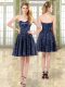 Colorful Mini Length A-line Sleeveless Navy Blue Prom Evening Gown Lace Up