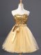 Tulle Sweetheart Sleeveless Zipper Sequins Dress for Prom in Gold