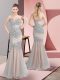 Sweet Sleeveless Floor Length Beading Zipper Prom Party Dress with Champagne